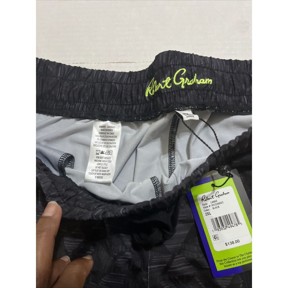 Robert Graham Abstract Shorts Men XXL Black Gray Sweat Athleisure Hiker Golfer - Picture 9 of 10